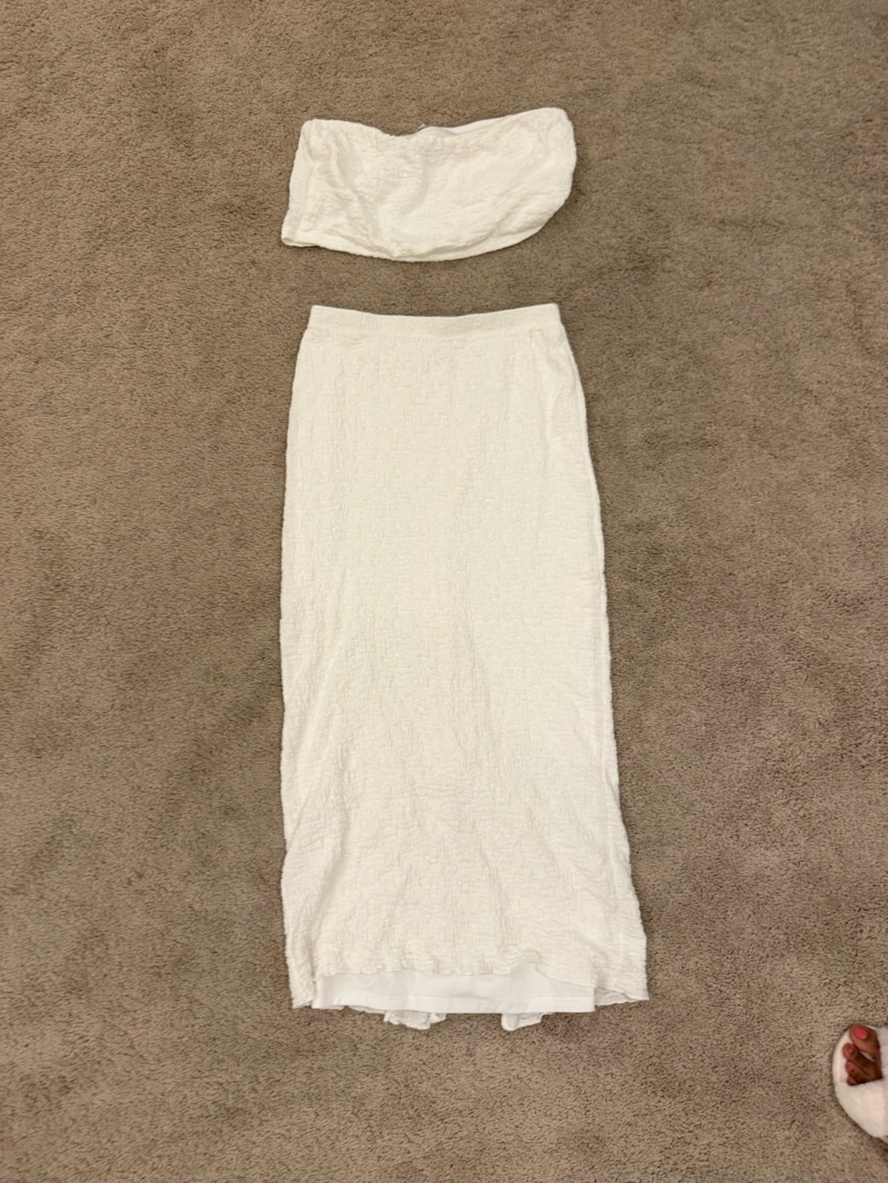 Princess Polly White Textured Midi Skirt